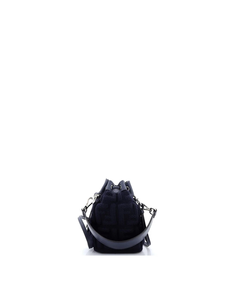 Pre-Owned Fendi Mini Mon Tresor Bucket Bag Zucca Knit with Leather