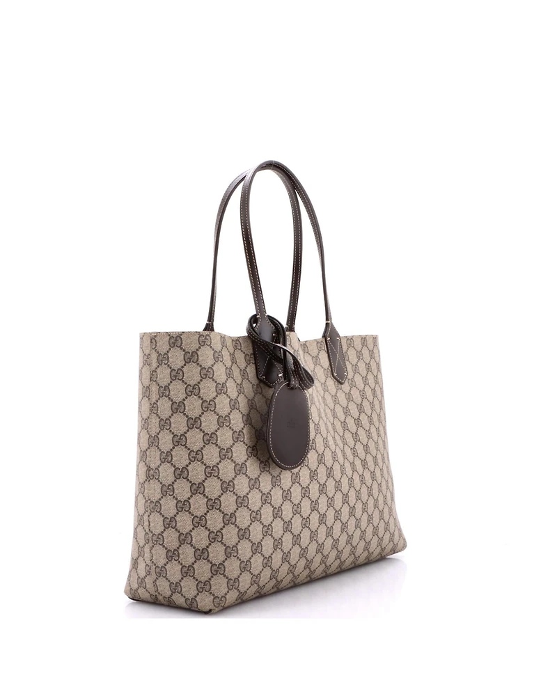 Pre-Owned Gucci Medium Reversible Tote Gg Coated Canvas with Leather