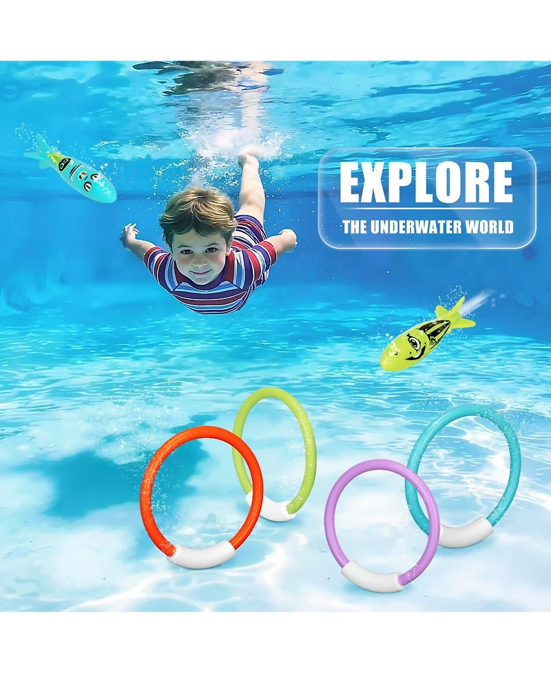 Gnuadz Diving Games Swimming Pool Underwater Rings Torpedo Set
