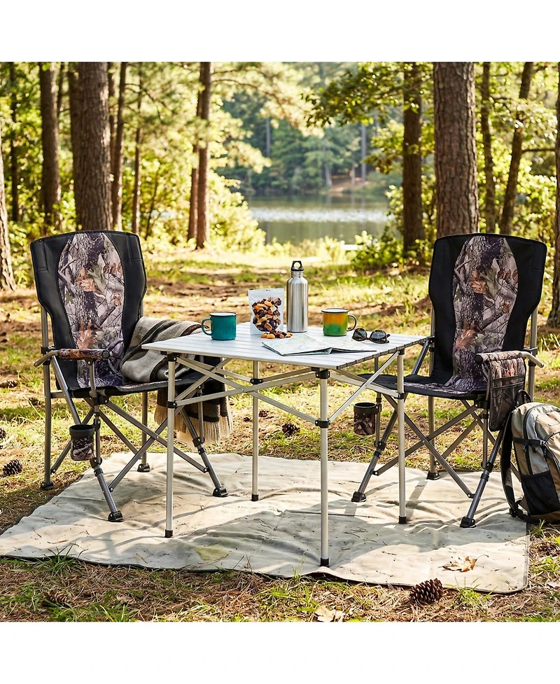Sugift 400 lb Heavy Duty Folding Camping Chair with Cup Holder and Mesh Pocket