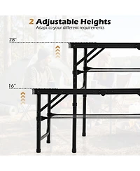 Sugift Folding Camping Table with Adjustable Heights Storage Net and Carry Handle