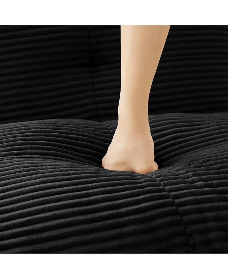 sumyeg Corduroy Upholstered Ottoman Footrest for Living Room or Bedroom