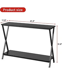 homfan 41" Narrow 2-Tier Console Table with Storage Shelf, Behind Couch Entryway Table, Steel Frame