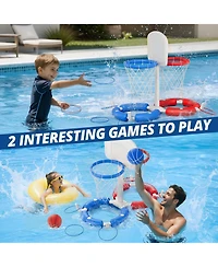 Gnuadz 2-in-1 Pool Basketball Hoop Ring Toss Game Floating Water Toy