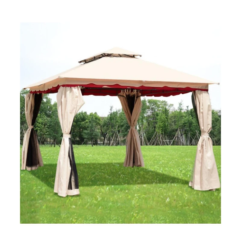 Slickblue 13x10 Feet Outdoor Gazebo Canopy with Steel Frame and Netting