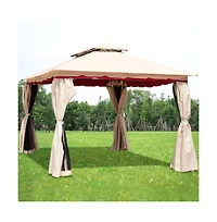 Slickblue 13x10 Feet Outdoor Gazebo Canopy with Steel Frame and Netting