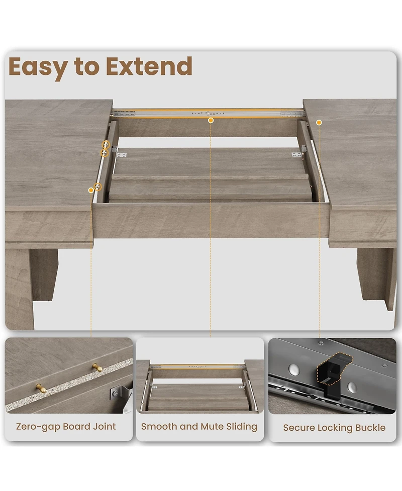 homfan Farmhouse Dining Table for 6-8, 63" Long Kitchen Table with Sturdy Frame