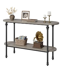 homfan 43.3" Console Table with 2-Tier Storage, Metal Frame, for Entryway or Hallway