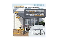 Aecojoy Adjustable Height Wall Mounted Outdoor Gazebos Pergola