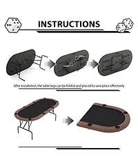 homfan 71" Collapsible Oval Poker Table for 8 Casino-Style Game with Padded Rails and Cup Holders, Folding Legs Texas Holdem or Blackjack