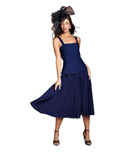 Coast Women's Bandage Square Neck Pleated Midi Dress