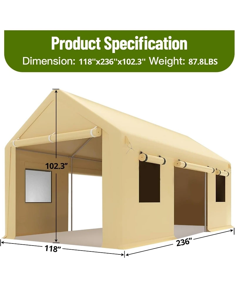 gaomon Heavy Duty Carport, Portable Garage with Roll-Up Windows,Removable Sidewalls and Doors, Outdoor Tent Garage for Car,Truck