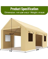 gaomon Heavy Duty Carport, Portable Garage with Roll-Up Windows,Removable Sidewalls and Doors, Outdoor Tent Garage for Car,Truck