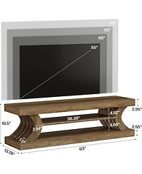 Tribesigns 63" Modern Tv Stand for 55/65/70 Inch TVs, 3-Tier Farmhouse Entertainment Center with Open Storage Shelves