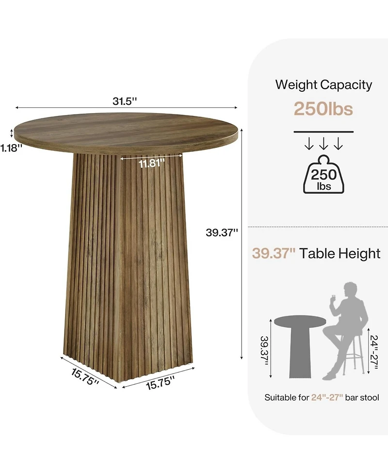 Tribesigns 31.5" Round Dining Table for 2, Wood Pedestal Kitchen Table for Dining Room, Living Room, Small Space