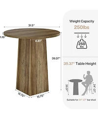 Tribesigns 31.5" Round Dining Table for 2, Wood Pedestal Kitchen Table for Dining Room, Living Room, Small Space