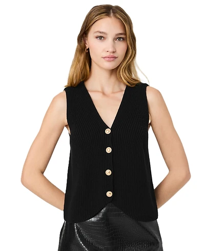 French Connection Women's Mozart V-Neck Sleeveless Rib Knit Vest