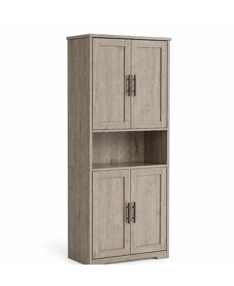 homfan 70" Tall Pantry Cabinet – Freestanding Kitchen Cupboard with Doors and Adjustable Shelves for Bathroom, Dining Room or Living Room