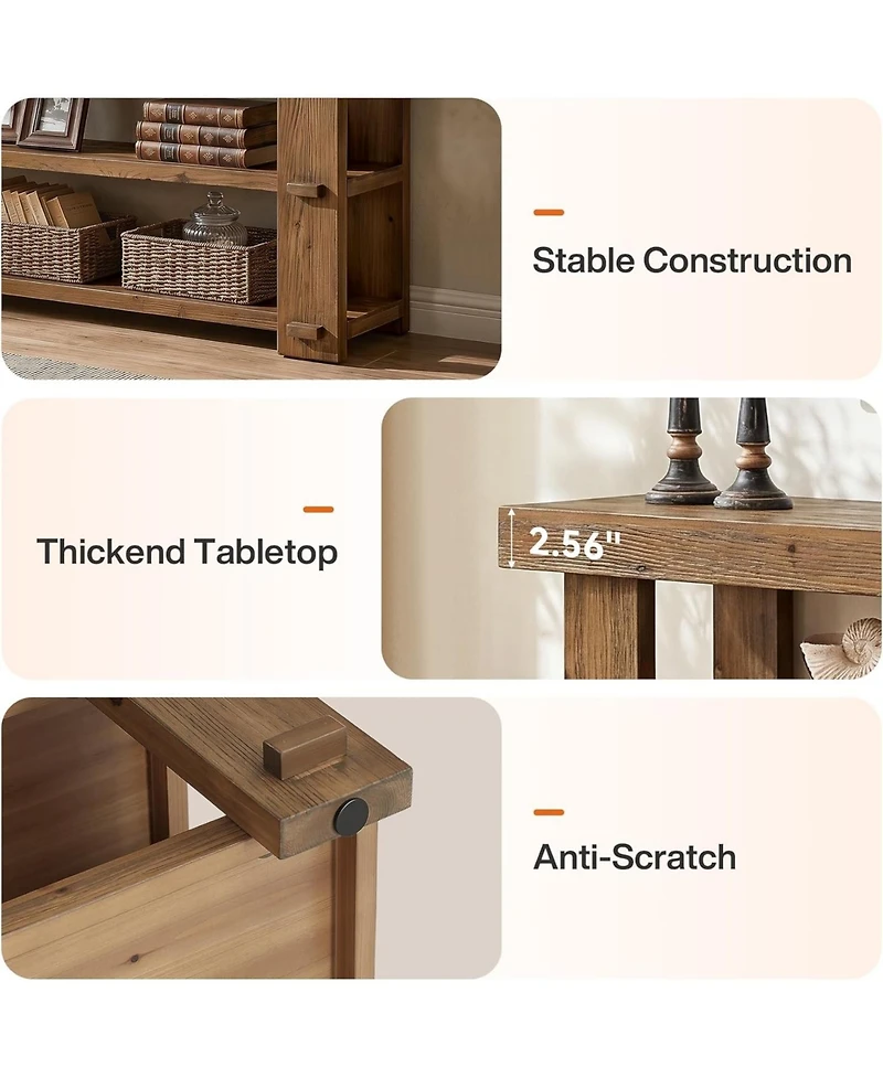 Tribesigns Solid Wood Tv Stand for TVs Up to 70": Farmhouse entertainment center with 2-tier shelves.55" media console for living room,bedroom.
