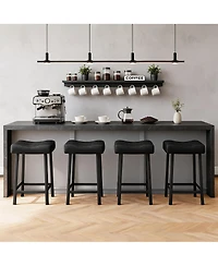 gaomon Counter Height Bar Stools Set of 4, 24 Inch Saddle Barstools with Curved Surface, Leather for Kitchen Island