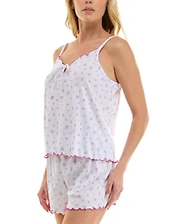 Roudelain Women's Sweetheart Neck Top and Mid-Rise Shorts, 2-Piece Set