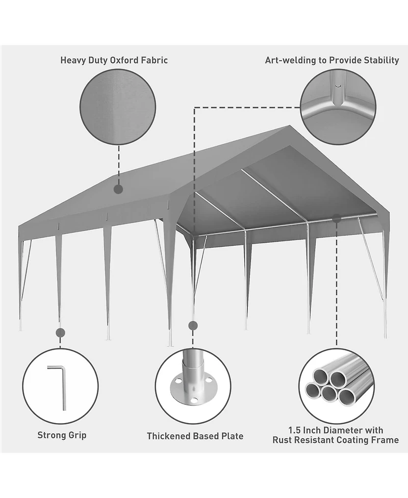 gaomon 10'x20' Carport Heavy Duty Car Canopy Uv Resistant Waterproof Portable Garage for Car, Boat, Party