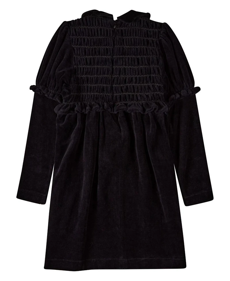 MeMoi Big Girls 8- 10 Cotton-Rich Velour Smocked Below-Knee Long Midi Dress