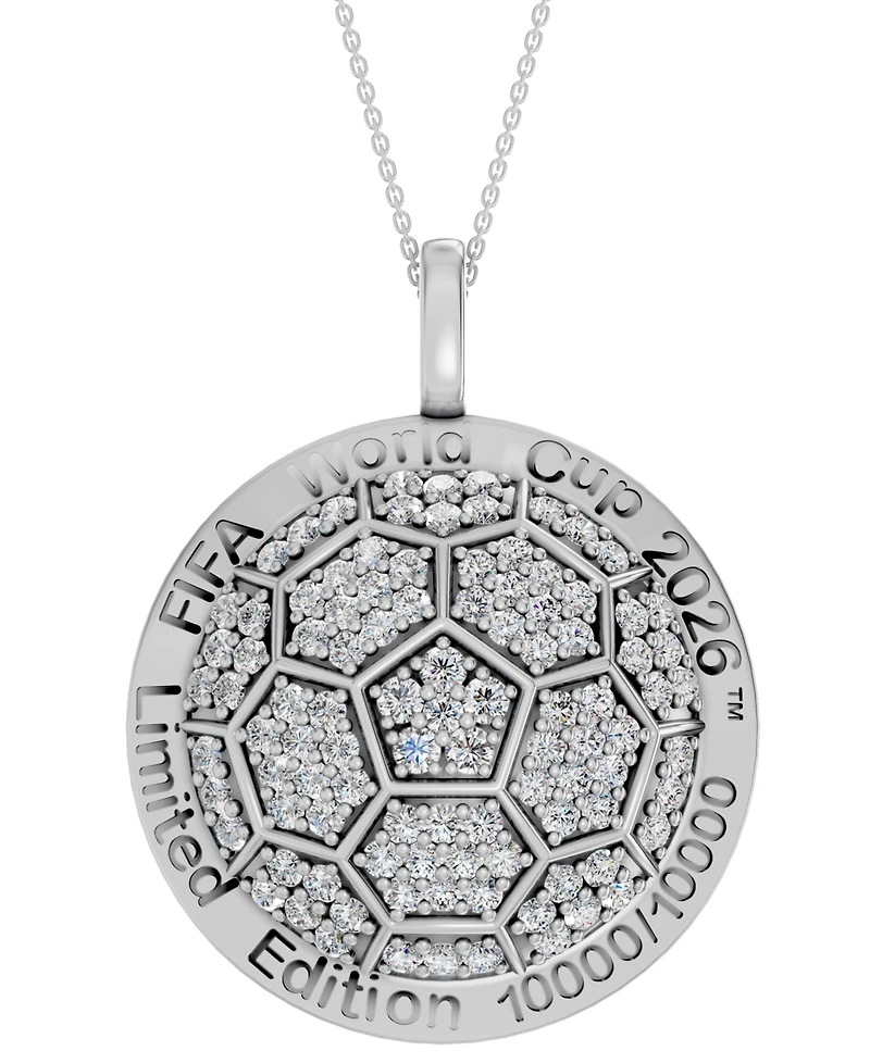 Macy's Lab-Grown Diamond (1 ct. t.w.) Fifa World Cup 2026 Pendant Necklace Yellow Gold Micron Sterling Silver (Also Silver)