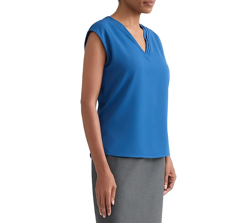 Kasper Women's Pleat-Neck Sleeveless Blouse