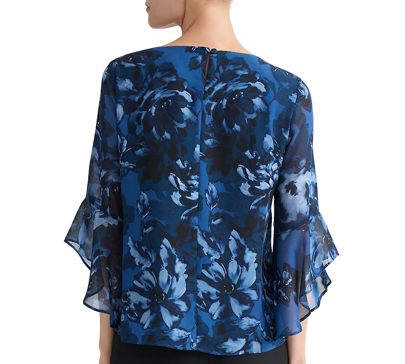 Kasper Women's Boat-Neck Ruffle-Sleeve Blouse