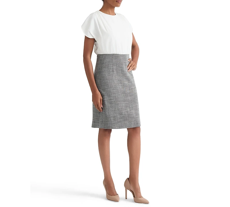 Kasper Women's Mixed-Media Tulip-Sleeve Sheath Dress