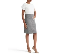 Kasper Women's Mixed-Media Tulip-Sleeve Sheath Dress