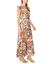 Msk Women's Flutter-Sleeve Smocked-Waist Maxi Dress