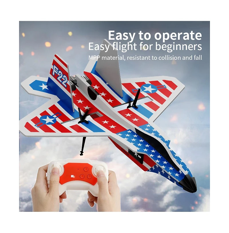 Bruce & Shark 2.4G Rc Glider Plane with Gyro, 2 Batteries & Led Lights