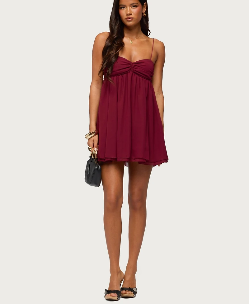 Edikted Women's Ariellah Chiffon Babydoll Mini Dress