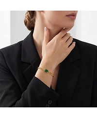 Rachel Glauber 14K Gold Plated with Green Cubic Zirconia Chain Bracelet