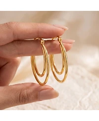 14K Gold Plated Double stack Hoop Earrings