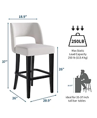 homfan 29.5-Inch Counter Height Bar Stool with Backrest and Padded Seat for Kitchen Island Dining