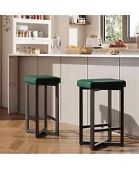 homfan Counter Height Bar Stool Set with Pu Padded Seat and Metal Frame for Kitchen Island Dining