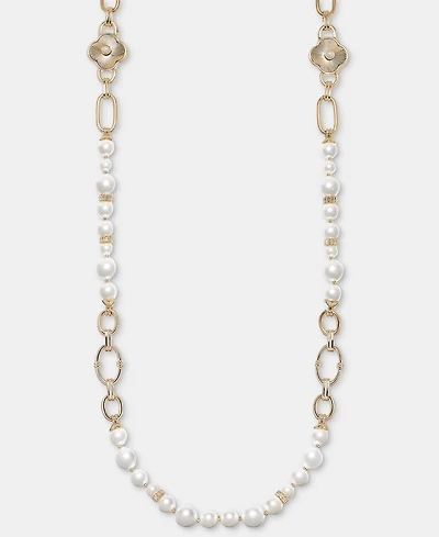 Anne Klein Crystal & Imitation Pearl Strand Necklace, 42"