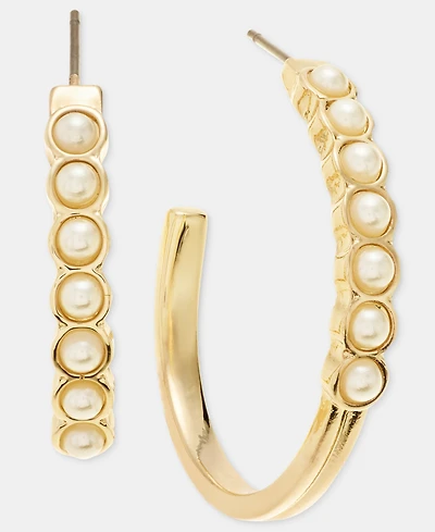 Anne Klein Imitation Pearl C-Hoop Earrings