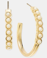 Anne Klein Imitation Pearl C-Hoop Earrings