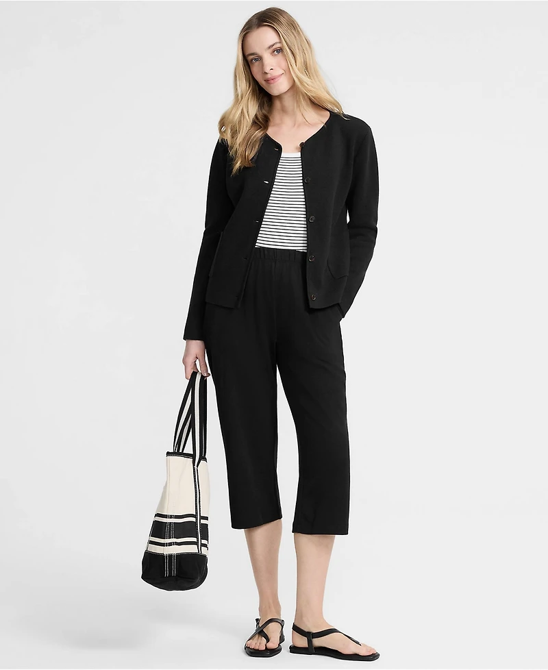 Lands' End Petite Sport Knit High Rise Elastic Waist Capri Pants
