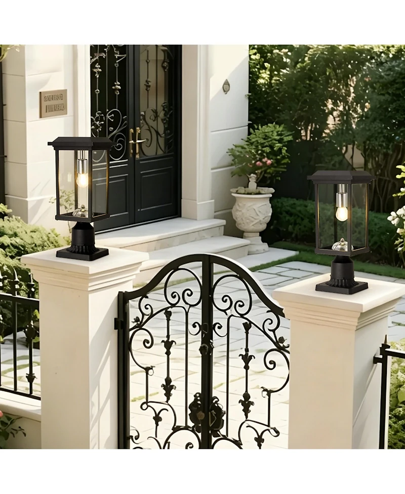 Midola Outdoor Post Lights with Pier Mount Base, Anti-Rust Black Pillar Lights Fixtures, Waterproof Hardwired Aluminum Exterior Pole Lamps