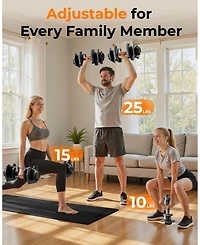 Fed Fitness DB1 Single Adjustable Dumbbell, 15-in-1 QuickDial 52.5lb, with Storage Box and App, Home Gym Weights for Hiit and Drop Set