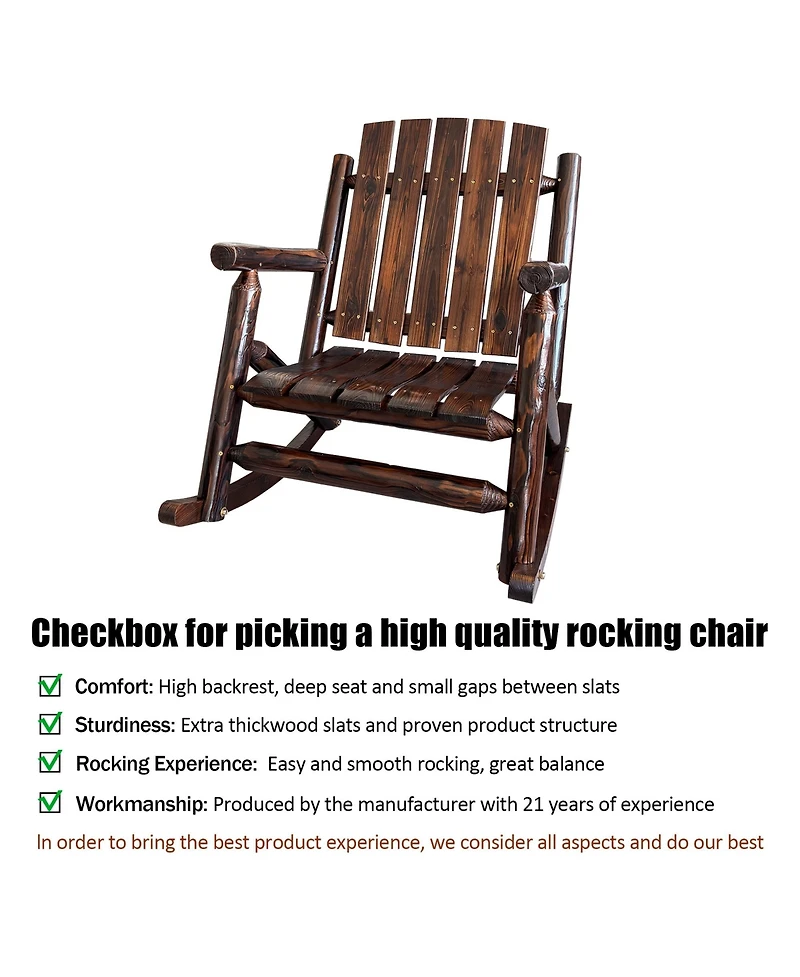 2 Piece Hips All-Weather Outdoor Glider Chair, Single Patio Rocker with Removable Cup Holders