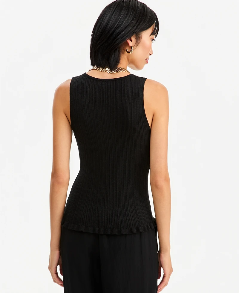 I.n.c. International Concepts Women's Sleeveless Crewneck Ribbed Cotton-Blend Sweater Tank, Macy's Exclusive