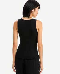 I.n.c. International Concepts Women's Sleeveless Crewneck Ribbed Cotton-Blend Sweater Tank, Macy's Exclusive