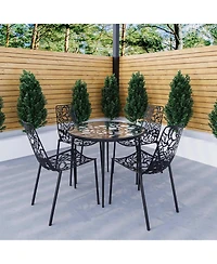 LeisureMod Devon 5-Piece Outdoor Dining Set