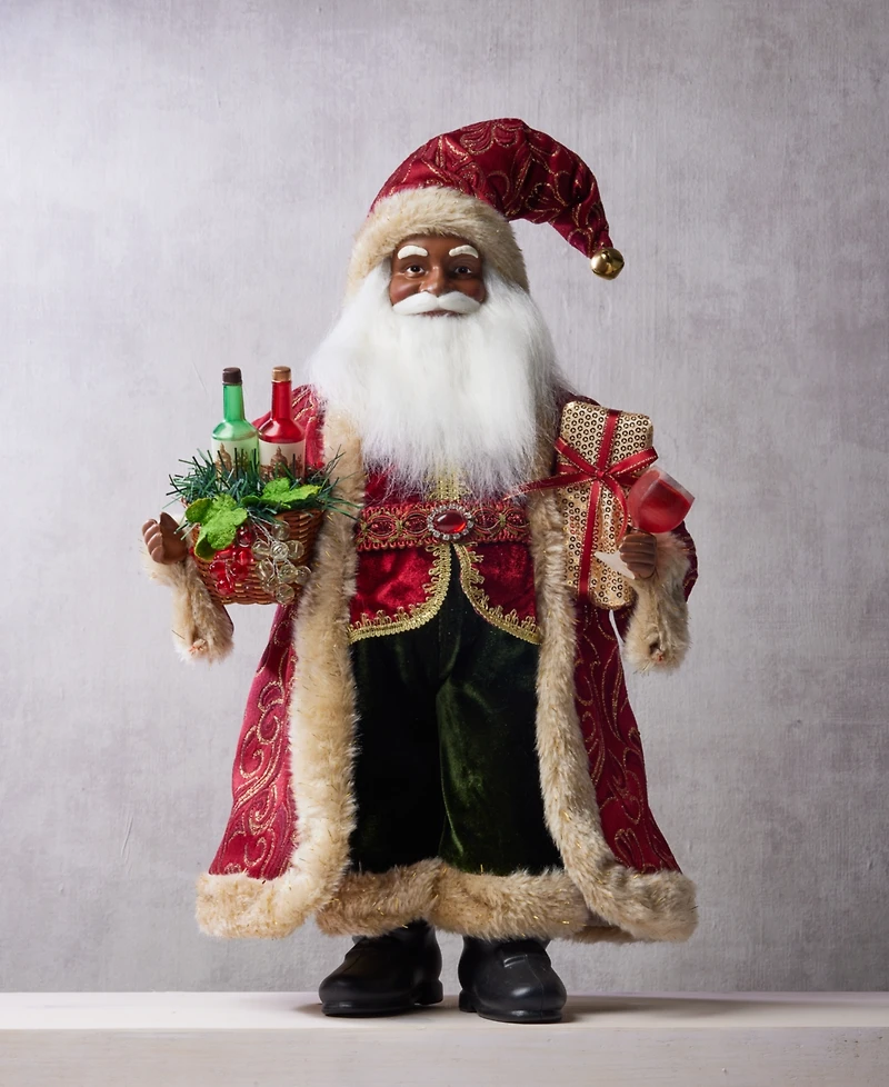 Holiday Lane Heritage African American Standing Santa with Wine, Macy's Exclusive